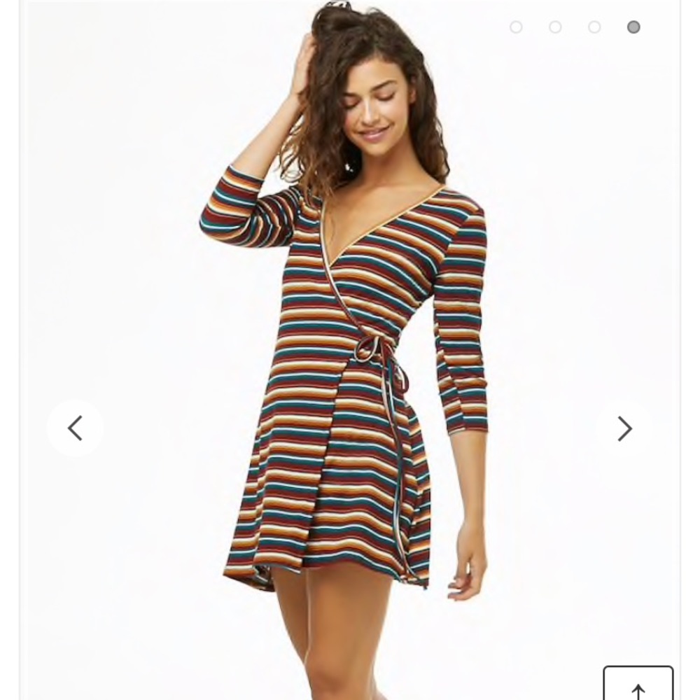NWOT Forever 21 striped wrap dress